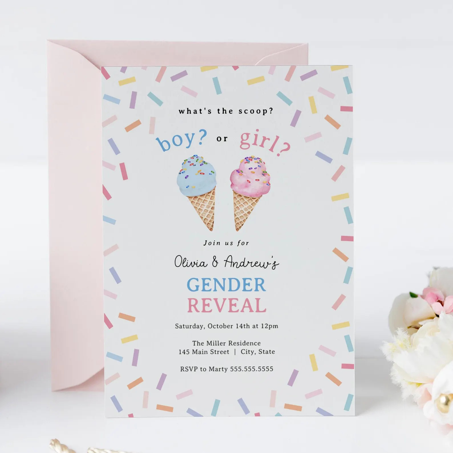 Ice Cream Gender Reveal Invitation: He or She Party (instant Download) - Etsy | Etsy (US)