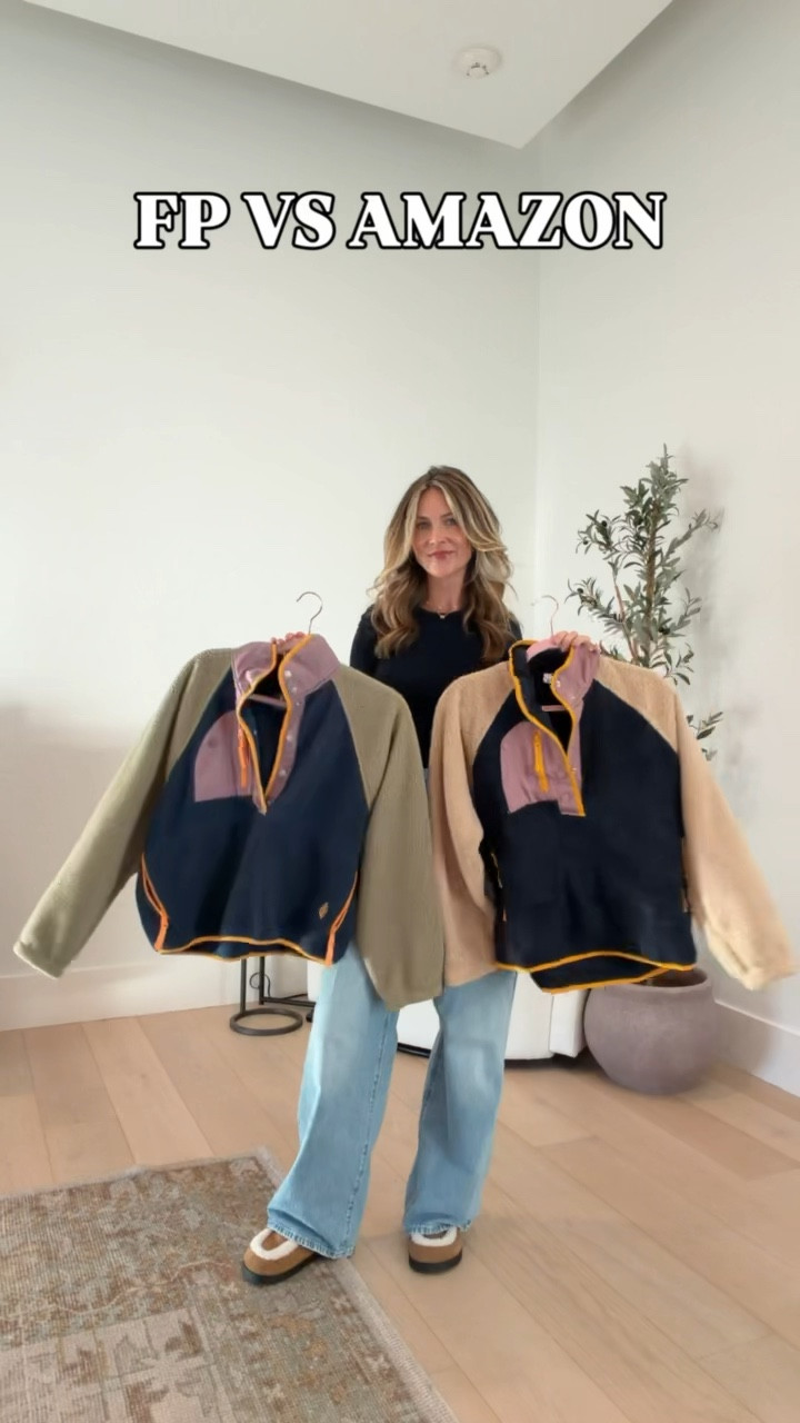 Free people vs Amazon fleece pullover! The free people one is actually 50% off today, but love the Amazon look for less!! 

🔍: Amazon finds, Amazon fashion, free people fleece pullover, Amazon fleece pullover, budget friendly, affordable fashion, look for less, petite style, moms over 40 style, Texas content creator 

#LTKFindsUnder100 #LTKootd #LTKFindsUnder50