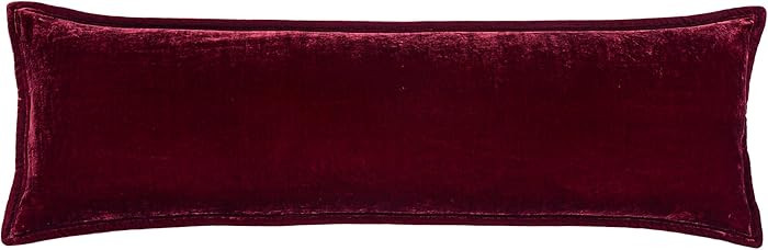 HiEnd Accents Stella Faux Silk Velvet Lumbar Pillow, 14x42 inch, Garnet Red, Romantic Western Mod... | Amazon (US)