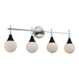 Kalco Lighting Bogart 4-light Glass Bath Light in Matte Black/Polished Nickel | Cymax