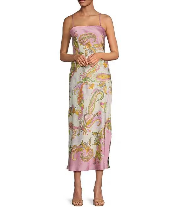 Gianni Bini Sara Paisley Printed Satin Midi Slip Dress | Dillard's | Dillard's