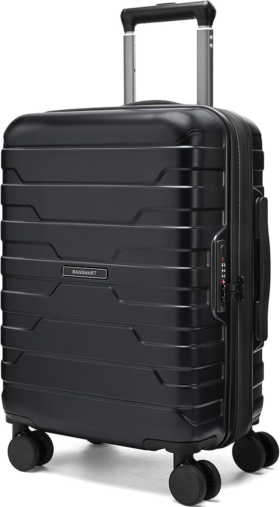 BAGSMART Carry On Luggage 22x14x9 Airline Approved with Spinner Wheels,Lightweight 20 Inch Luggage with TSA Lock,Expandable Hard Shell Carry On Suitcases for Men Women,Black | Amazon (US)
