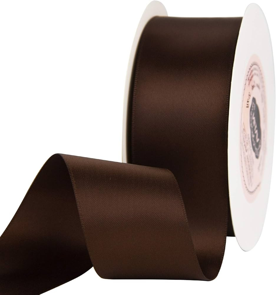 VATIN Double Face Deep Brown Satin Ribbon 1-1/2" Continuous 25 Yards,Deep Brown Polyester Fabric ... | Amazon (US)