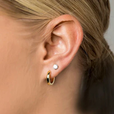 Polished Round Hoop Earrings in Yellow Gold | GLD
