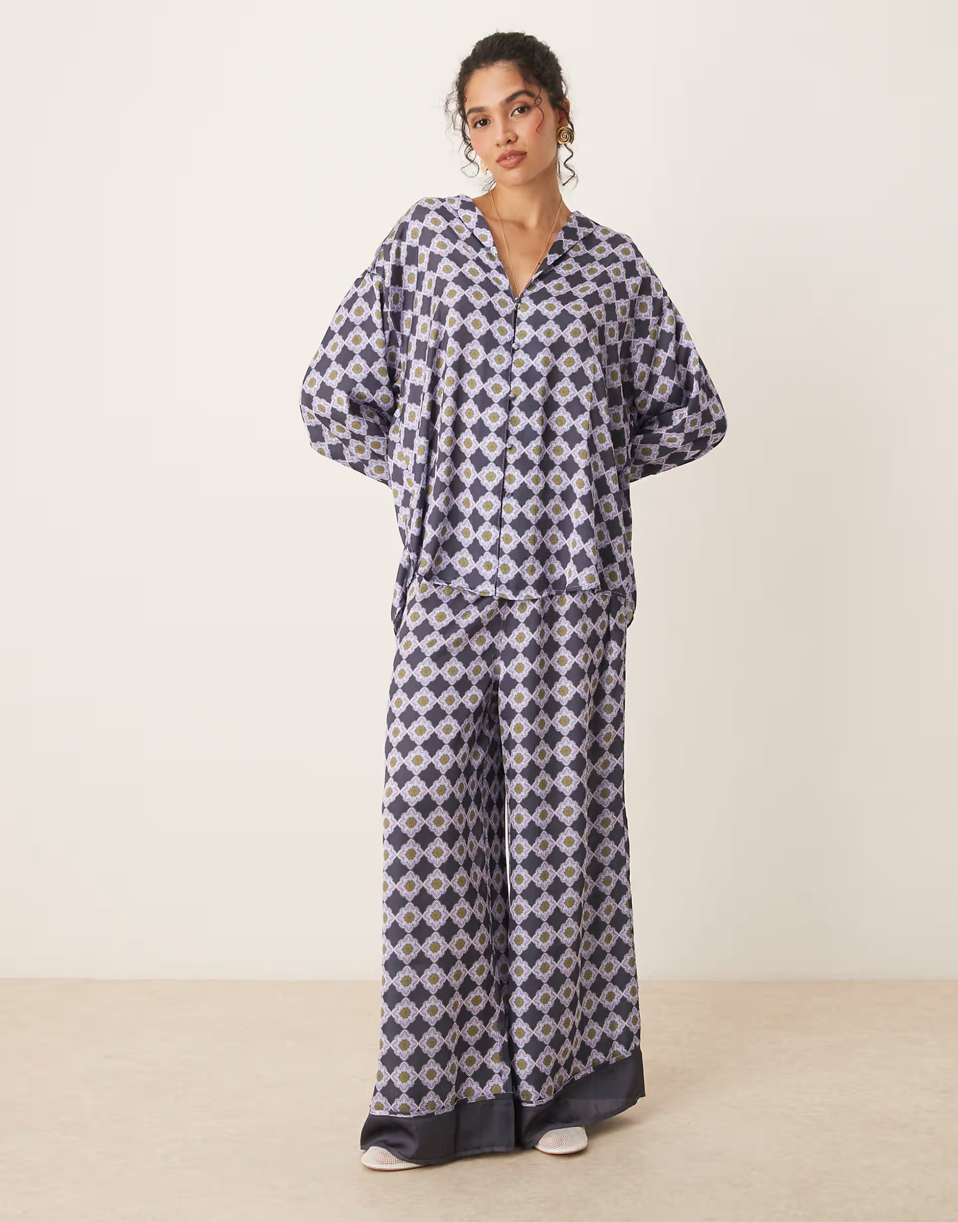 Free People dreamy days pajama set in navy combo | ASOS | ASOS (Global)