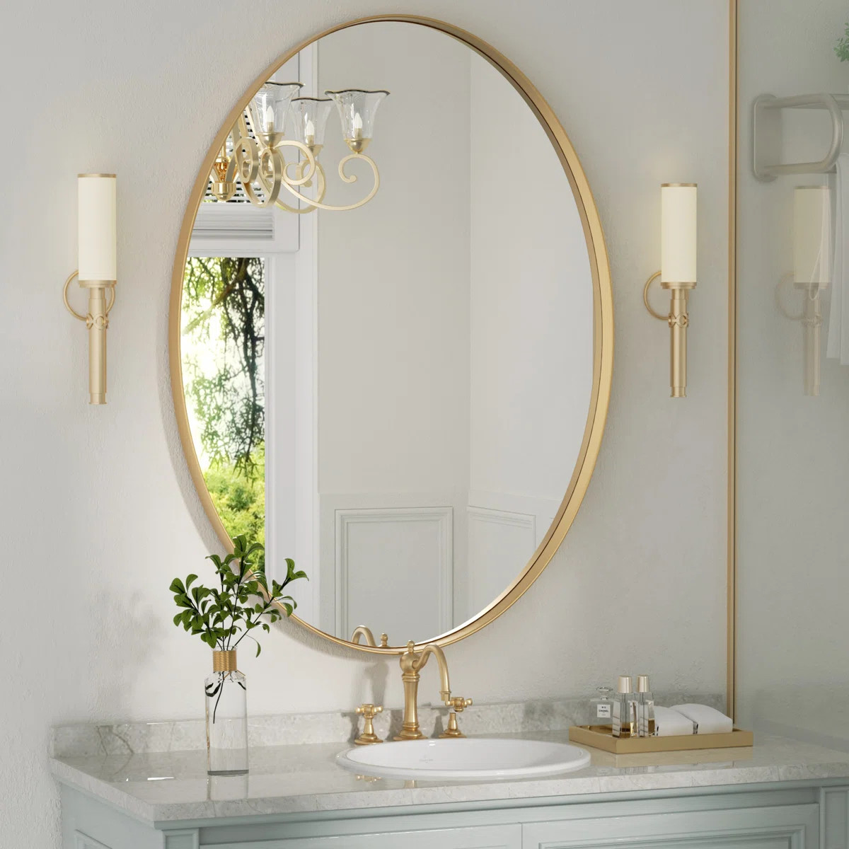 Hun Oval Vanity Mirror Wall Mounted Mirror Ideal for Bedroom, Entryway, Living Room | Wayfair North America