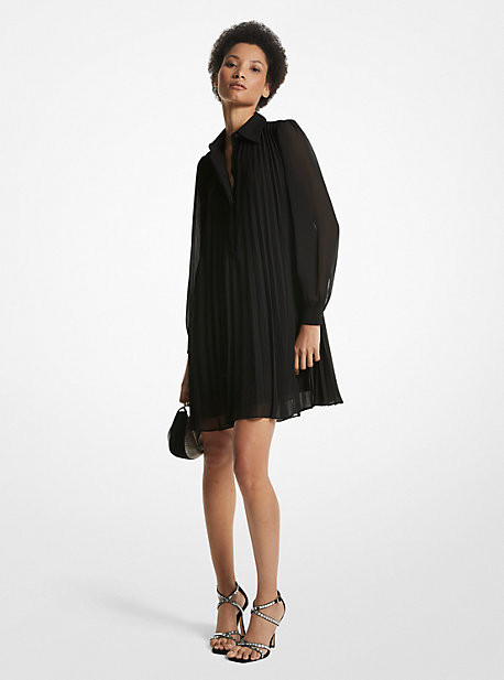 Georgette Pleated Shirtdress | Michael Kors US