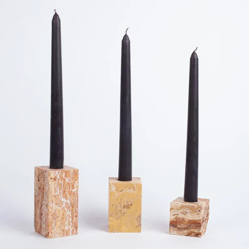 Travertine & Onyx Candlestick Holder, Chunky Candlestick Holder, Marble Candlestick Holder, Recta... | Etsy (US)