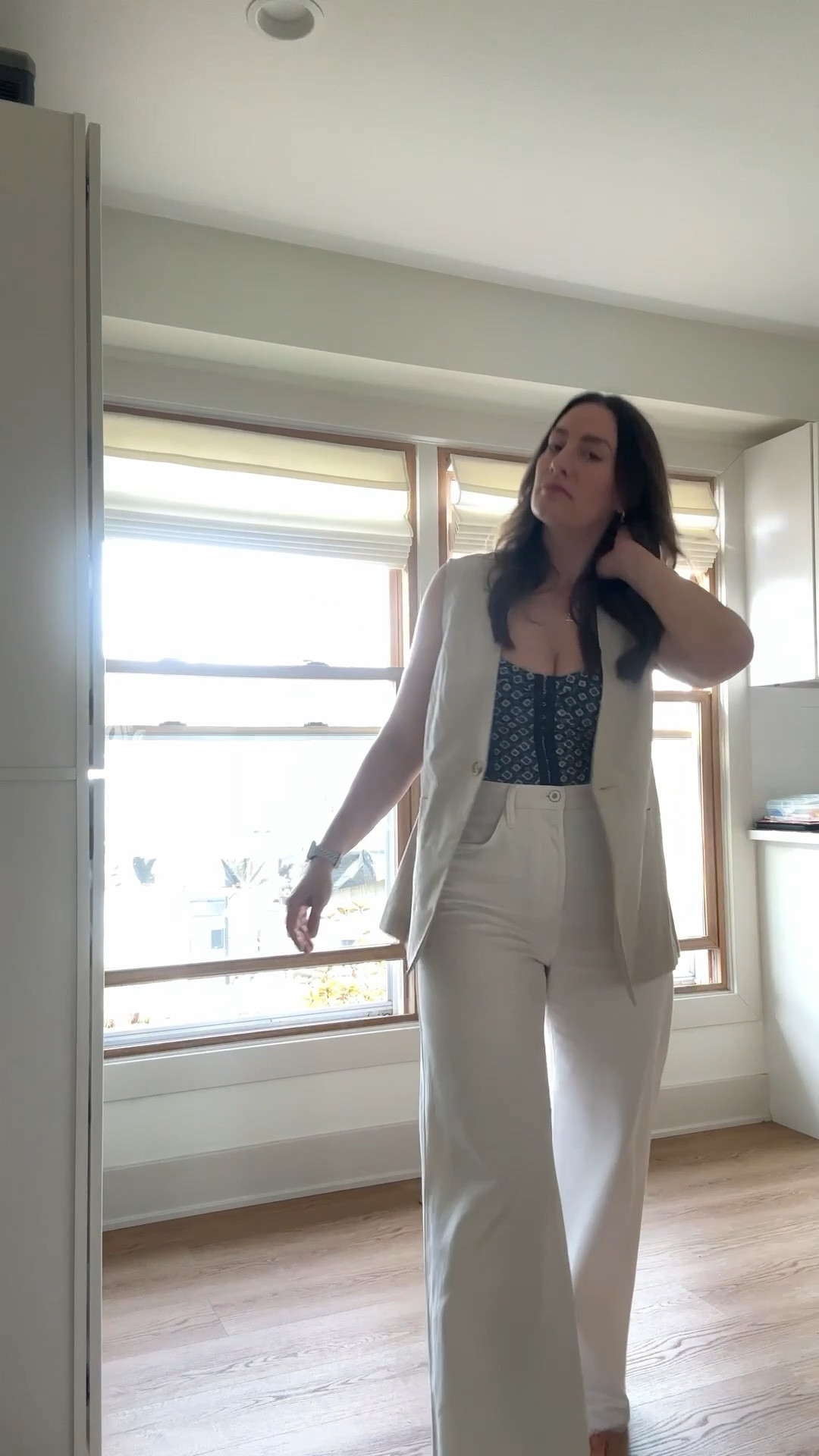 Date Night Fits 🤍

Spring date nights: mixing prints and patterns in classic colors. 

Favorite Daughter off white, wide leg denim. Free People patterned bodysuit. Nordstrom pinstripe vest. Chinese laundry see-thru heels. 

#LTKootd #LTKOver40