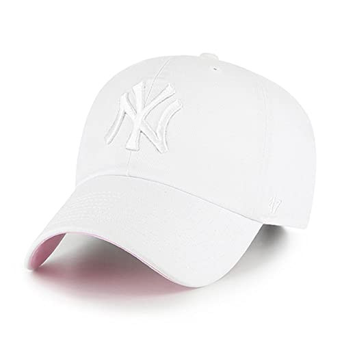 '47 New York Yankees Ballpark Clean Up Dad Hat Baseball Cap - White/Pink Bottom | Amazon (US)