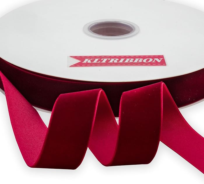 Nylon Velvet Ribbon Single Faced,1 Inch X 25Yards Spool (Hot Red) | Amazon (US)