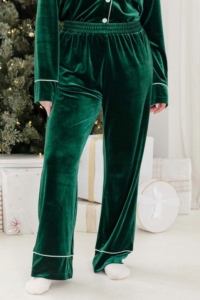 Asking Again Green Velvet Lounge Pants | Pink Lily