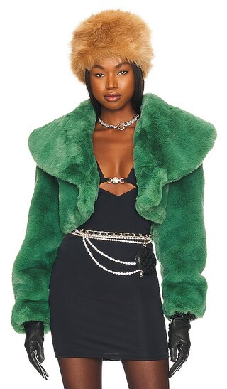 Zoe Cropped Jacket in Spruce Green | Revolve Clothing (Global)