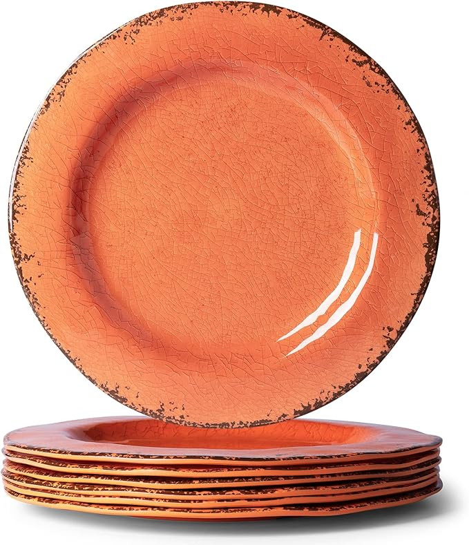 LEHAHA Melamine Salad/Dessert Plates, Crackled Design Plates Set of 6, 9 inch Small Dinner Plates... | Amazon (US)