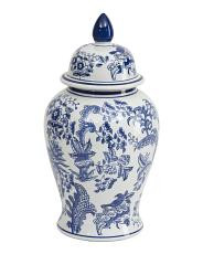 9.5x18 Parrot Chinoiserie Ceramic Jar With Lid | TJ Maxx