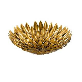 Gold Leaf Round Metal Frame Flush Mount | Bed Bath & Beyond