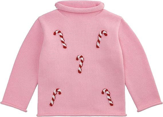 Mud Pie Girls Kids Christmas Candycane Rollneck Sweater | Amazon (US)