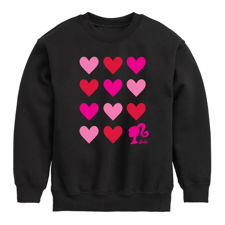 Barbie - Barbie Heart Grid - Toddler And Youth Crewneck Fleece Sweatshirt | Walmart (US)