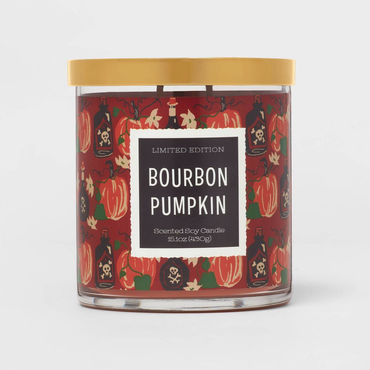 15.1oz 2-Wick Lidded Glass Jar Bourbon Pumpkin Candle Orange - Opalhouse™ | Target
