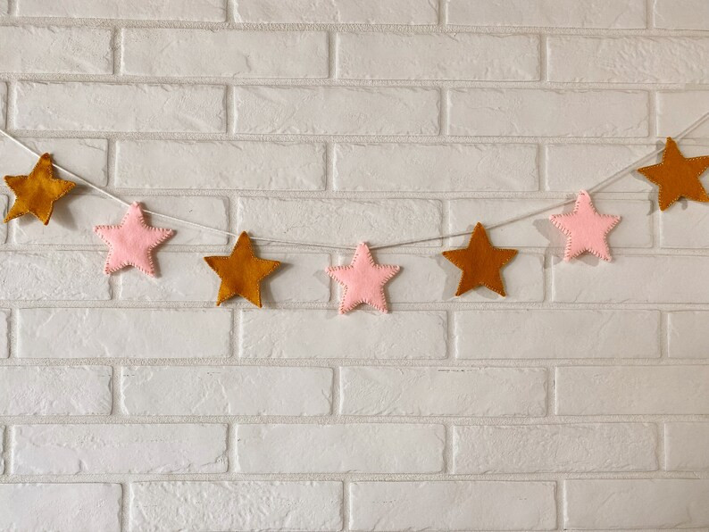 Felt Pink and Gold Star Garland - Etsy | Etsy (US)