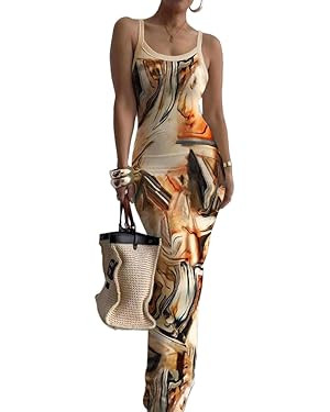 Nimsruc Women Summer Long Dress Casual Slip Sexy Slim Sleeveless Bodycon Maxi Dresses for Women 2... | Amazon (US)