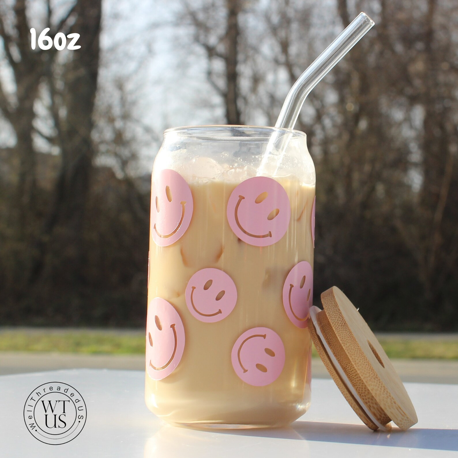 Smile Face Glass iced Glass Coffee Jar Soda Glass Can Beer | Etsy | Etsy (US)