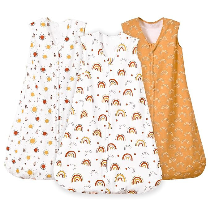PHF Baby Sleep Sack 12-18 Months 3 Pack 100% Cotton Baby Wearable Blanket, 2-Way Zipper 0.5 TOG T... | Amazon (US)