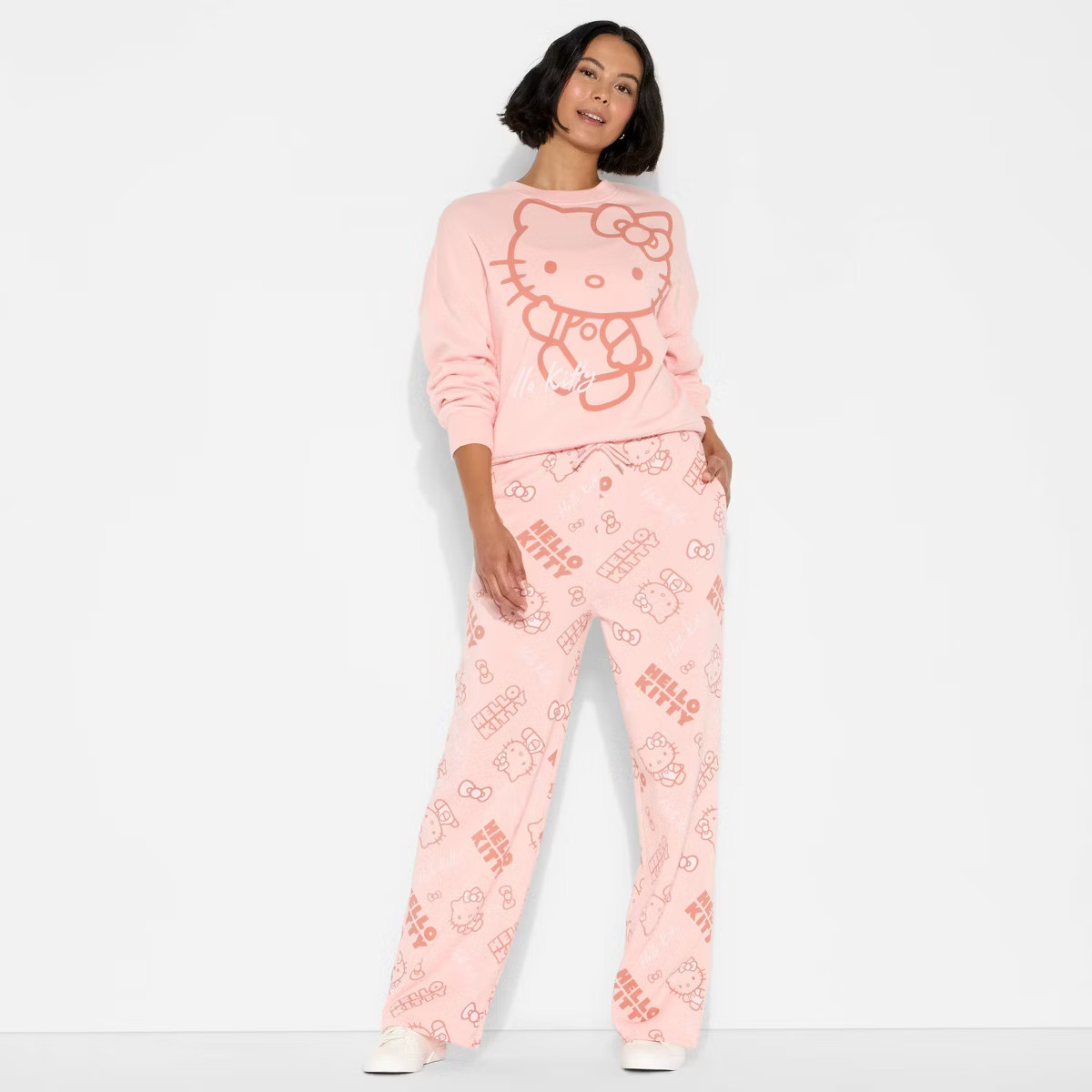 Women's Hello Kitty Fleece Graphic Pullover Sweatshirt - Pink | Target