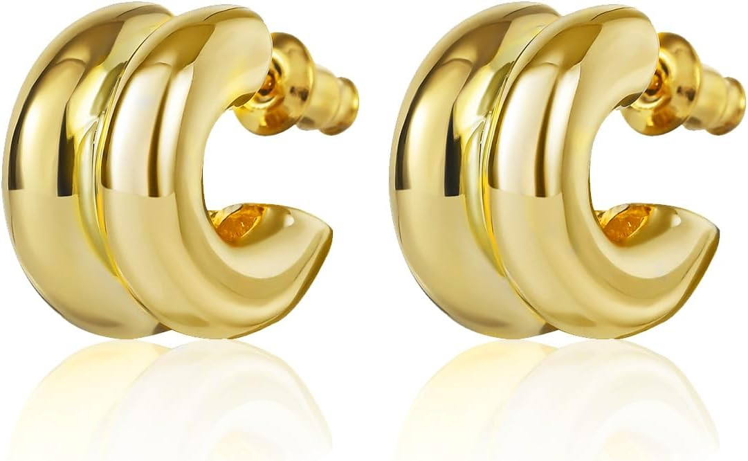 Two Tone Hoop Earrings for Women Double Hoop Earrings Hypoallergenic Studs for Festival | Amazon (US)