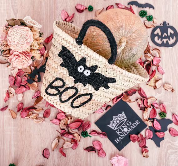 Boo Personalized Halloween Basket Trick or Treat Bag Pumpkin - Etsy | Etsy (US)