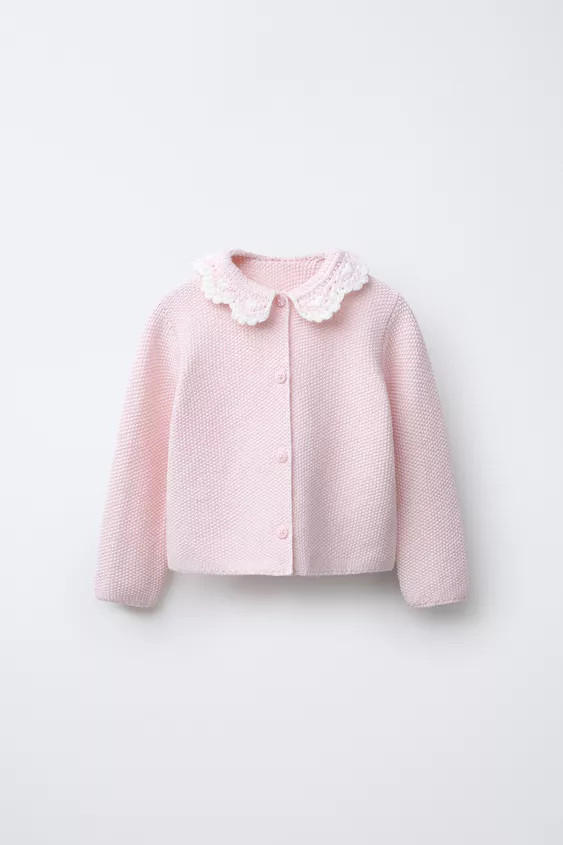 STRICKJACKE MIT HÄKELKRAGEN | Zara DE
