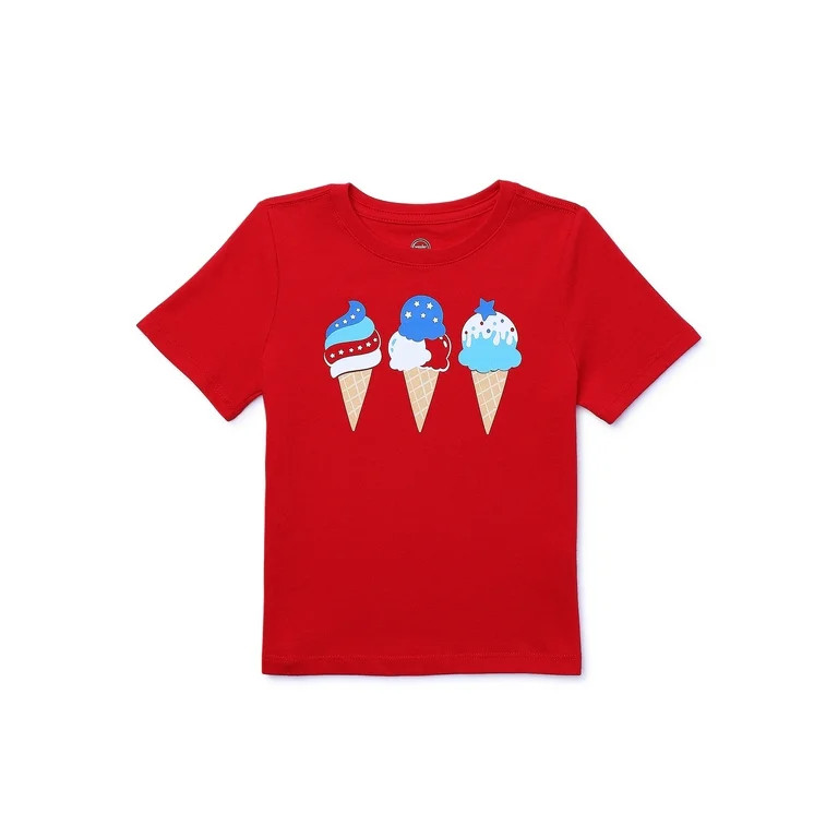 Wonder Nation Toddler Girls Patriotic Graphic Tee with Short Sleeves, Sizes 12M-5T - Walmart.com | Walmart (US)