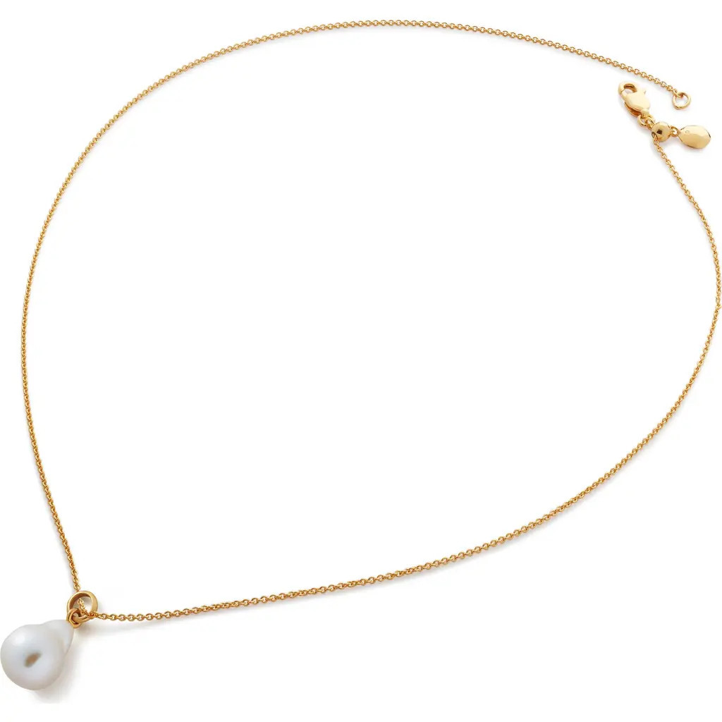 Monica Vinader Baroque Pearl Pendant Necklace in 18Ct Gold Vermeil /Turquoise at Nordstrom | Nordstrom