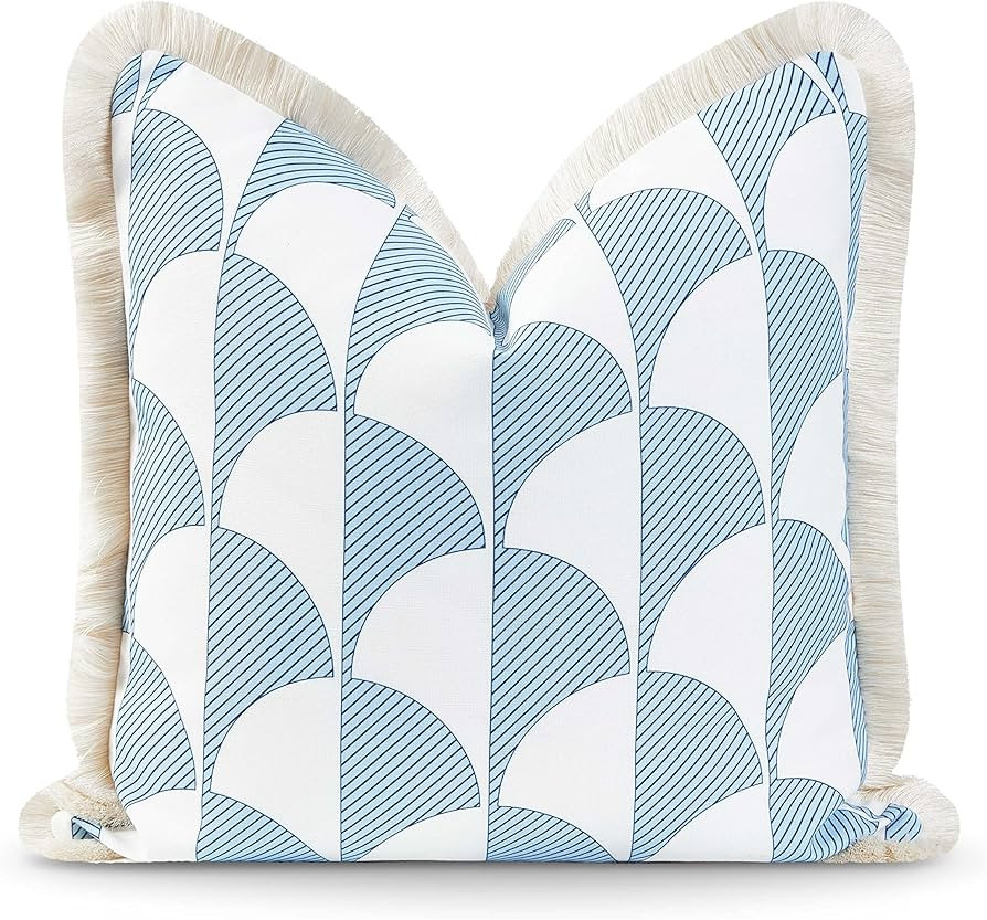 Hofdeco Premium Coastal Hampton Style Patio Indoor Outdoor Pillow Cover Only, 20"x20" Water Resis... | Amazon (US)