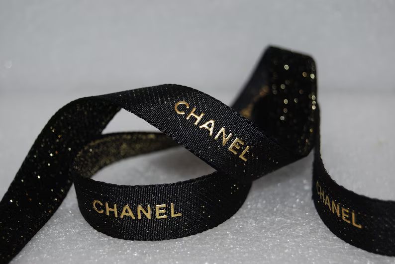 Authentic CHANEL Black & Gold Shimmering Ribbon  , by the yard Perfect for crafting | Etsy (US)