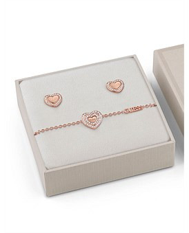 David Jones Guess Amami Crystals Heart Stud Box Set in Rose Gold | David Jones (Australia & New Zealand)