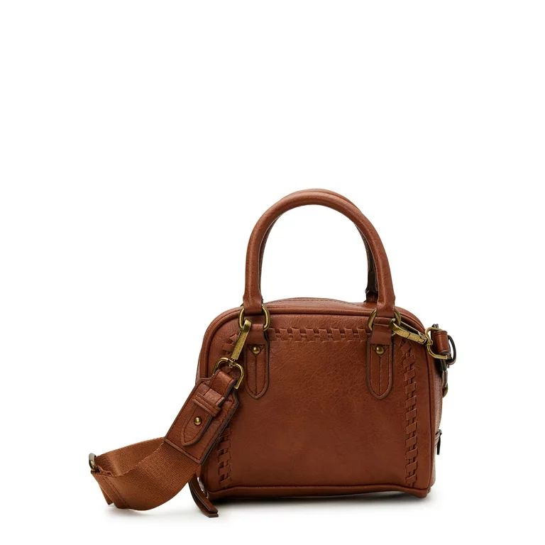 Time and Tru Women's Cambridge Top Handle Crossbody Handbag, Cognac - Walmart.com | Walmart (US)