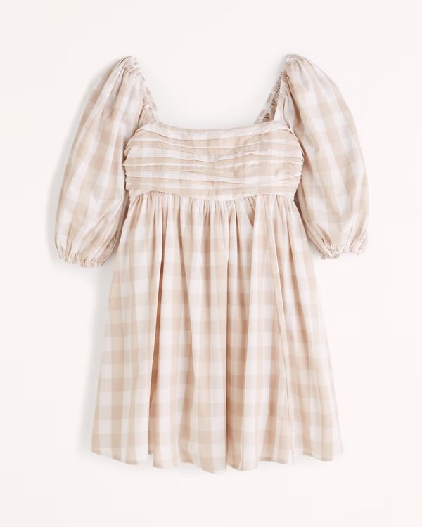 Ruched Bodice Puff Sleeve Mini Dress | Abercrombie & Fitch (US)