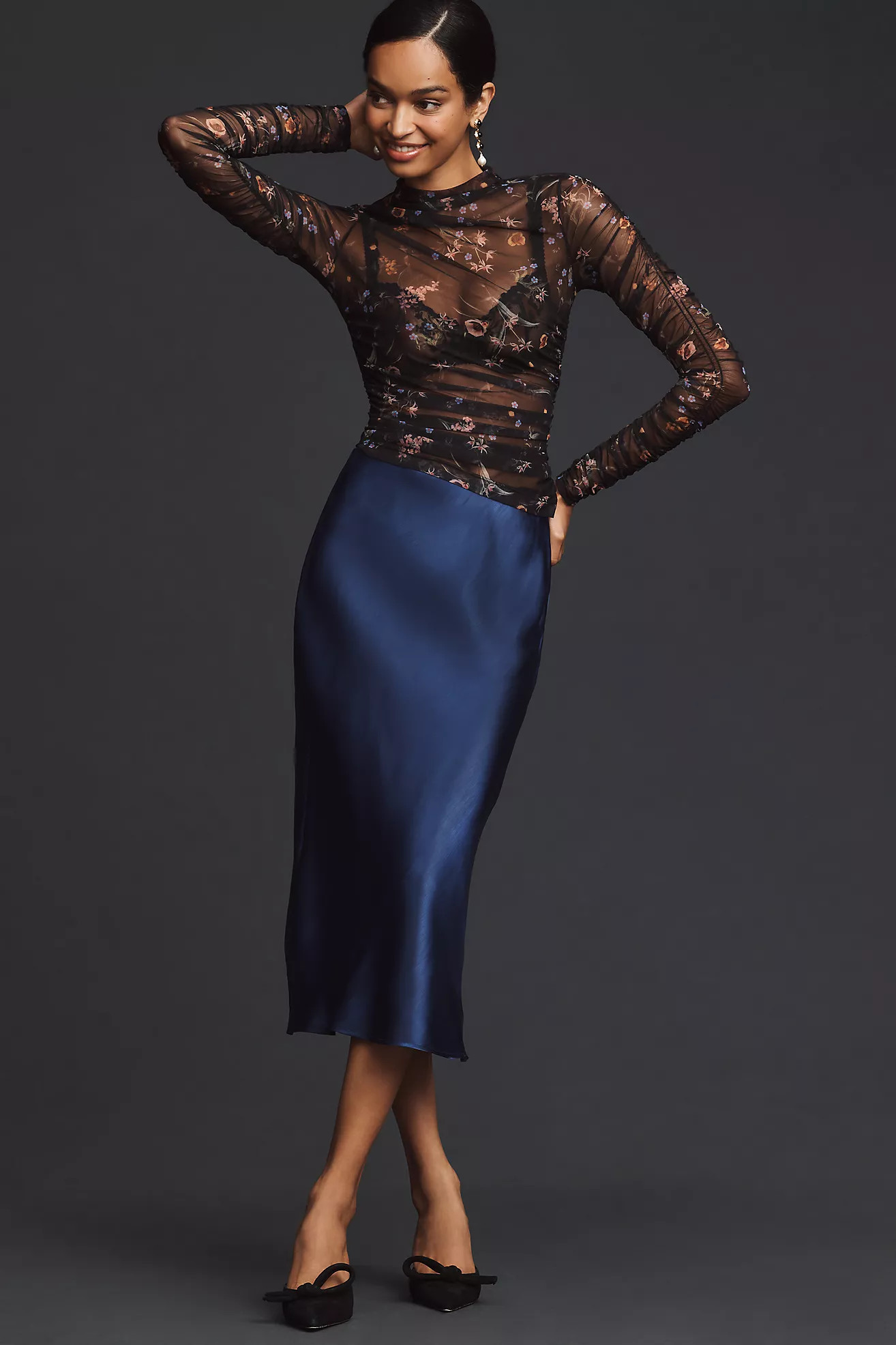 By Anthropologie Liquid Shine Bias-Cut Skirt | Anthropologie (US)