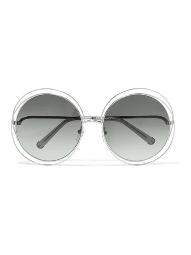 Chloé - Carlina Round-frame Silver-tone Sunglasses - Gray | NET-A-PORTER (US)