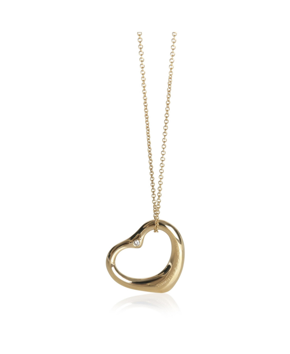 Pre-Owned Tiffany & Co Yellow Gold Diamond Elsa Peretti Open Heart Pendant - Yellow gold | Macy's