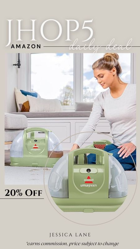 Amazon daily deal, save 20% on the Bissell little green machine portable carpet and upholstery spot cleaner. Bissell, floor care, portable carpet cleaner, upholstery cleaner, little green machine

#LTKhome #LTKsalealert