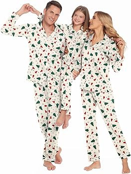 Ekouaer Christmas Family Matching Pajamas Long Sleeve Button Down Pj Set Festival Party Sleepwear | Amazon (US)
