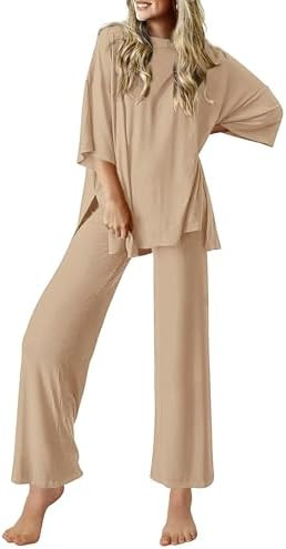Ekouaer Lounge Sets for Women Short Sleeve Tops and Long Pants Soft Comfy Pajamas Set 2 Piece Out... | Amazon (US)