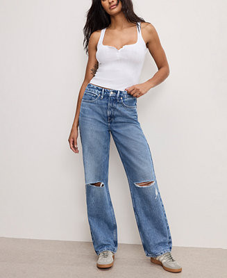 Women's Cotton 90s High-Rise Relaxed Distress Jeans | Macy's
