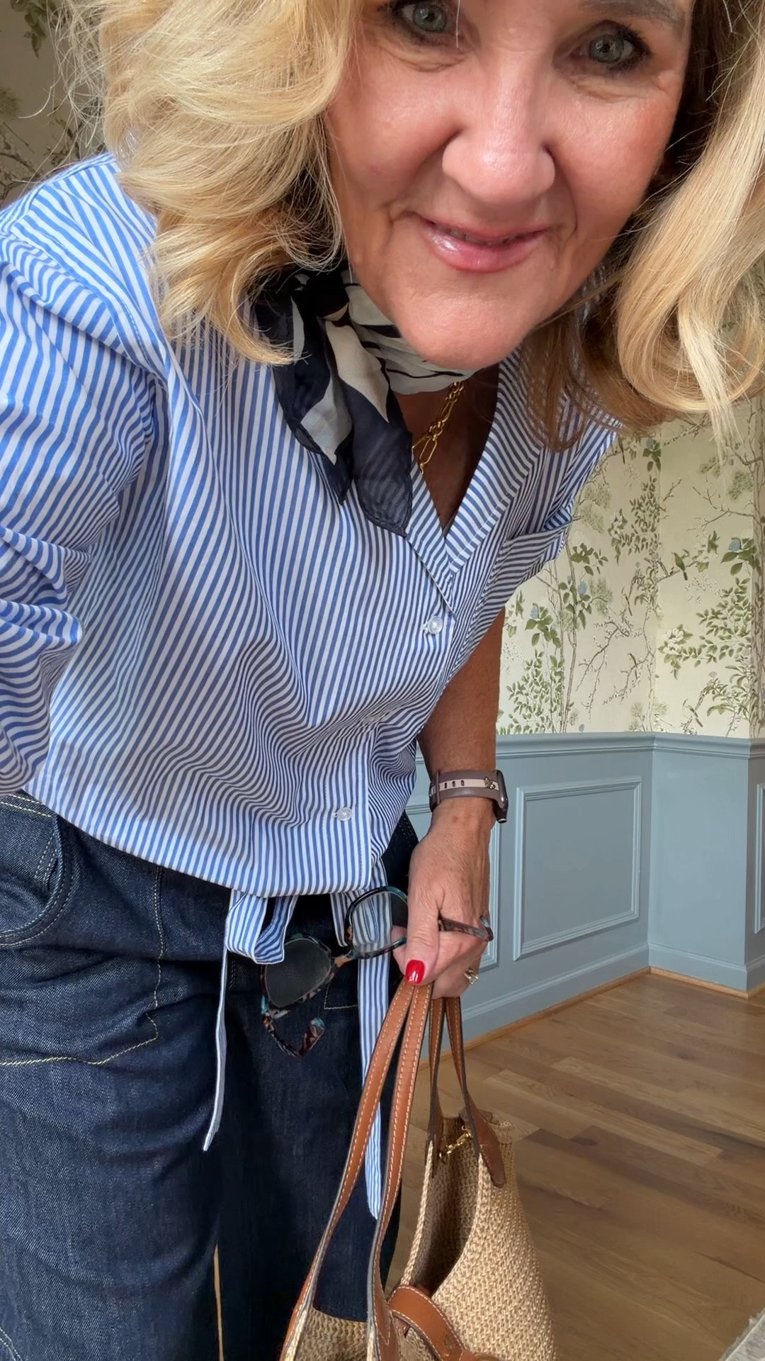 Top size medium
Jeans size medium petite for a very relaxed fit
Sandals, true to size
10% off my Eric javits  bag with code Nanette

#LTKOver40 #LTKootd #LTKPetite
