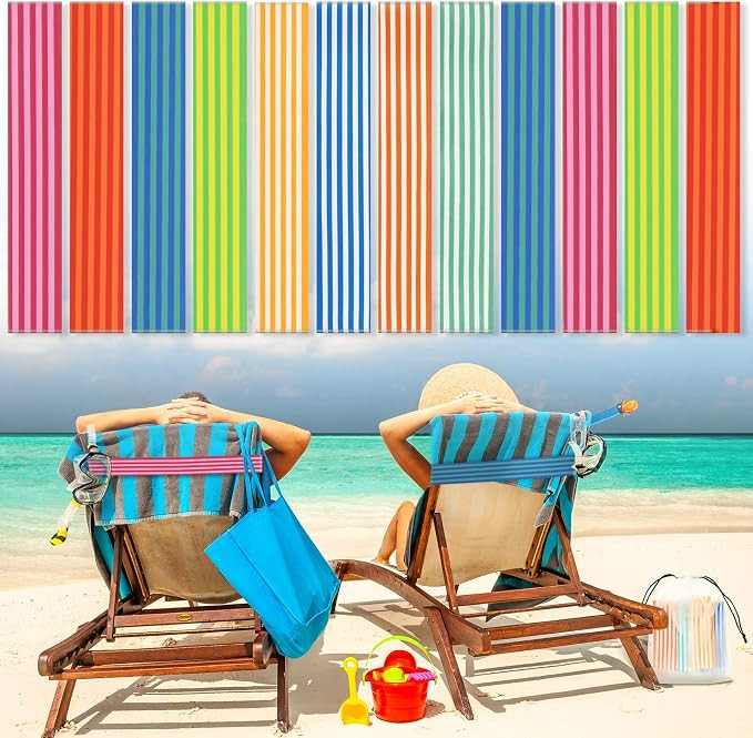 Tessco 12 Pack Towel Band for Beach Chairs Pool Chairs & Cruise Ship Essentials Elastic Windproof... | Amazon (US)