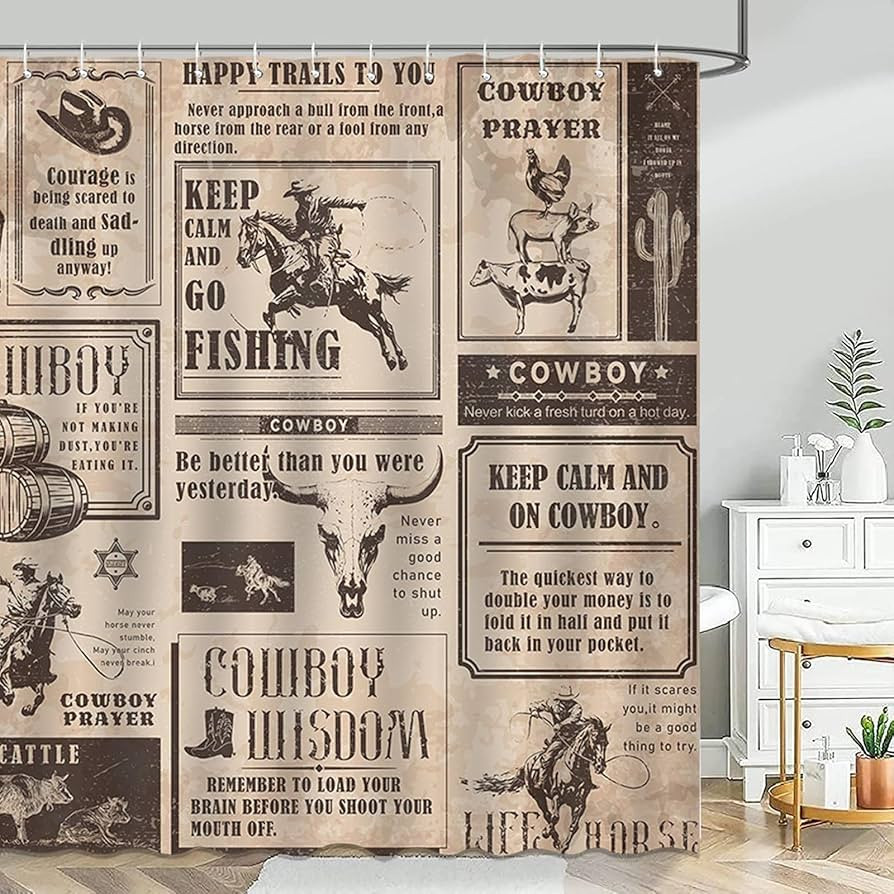 Mocsicka Western Cowboy Shower Curtain Vintage Wild West Country Farmhouse Bathroom Shower Curtai... | Amazon (US)