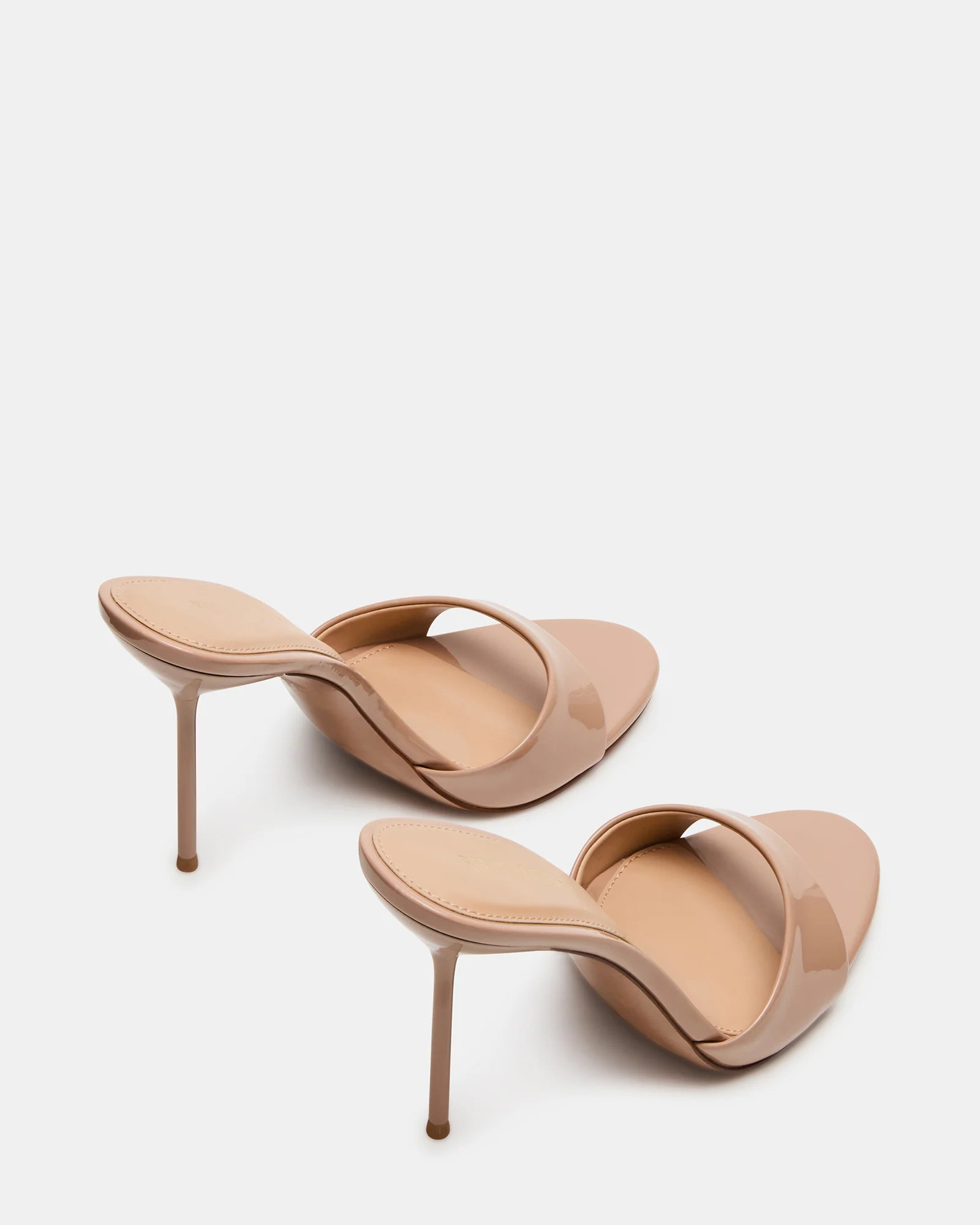 DAVINA Tan Patent Rounded Open-Toe Mule Stiletto Women's Heel | Steve Madden (US)