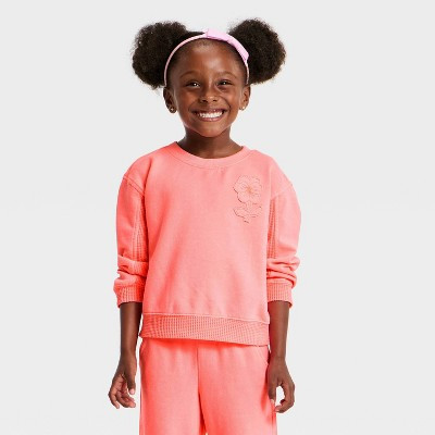 Toddler Girls' Flower French Terry Waffle Pullover Sweatshirt - Cat & Jack™ Pink 4T | Target